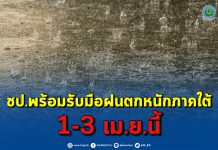 ชป.พร้อมรับมือฝนตกหนักภาคใต้ 1-3 เม.ย.นี้