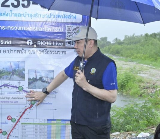 ชป.เร่งระบายน้ำสวนส้มโอทับทิมสยาม เมืองนครศรีฯ