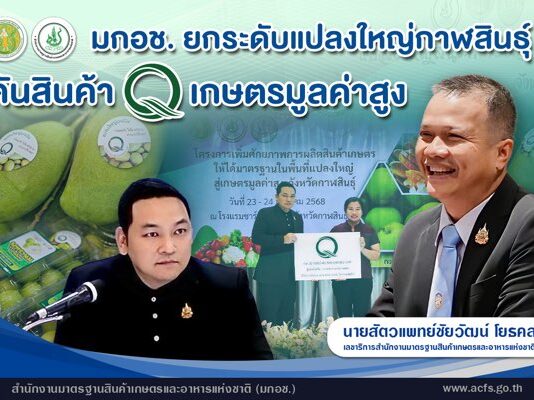 มกอช. เดินหน้ายกระดับเกษตรแปลงใหญ่กาฬสินธุ์ สร้างมาตรฐาน Q ดันสู่สินค้าเกษตรมูลค่าสูง พร้อมบุกตลาดโมเดิร์นเทรด